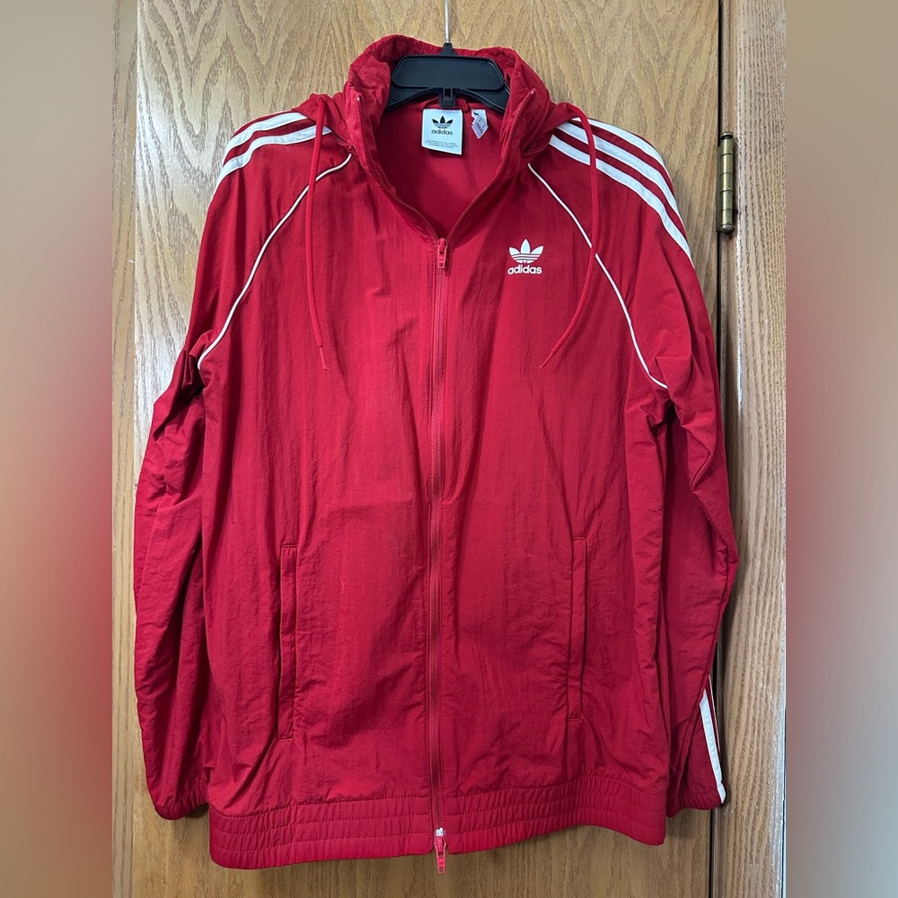 Adidas Track Jacket - Red with White Stripes